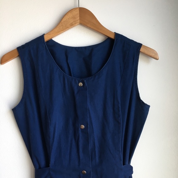 Navy Country & Western Coastal Cowgirl Hand Sewn Tie Waist Dress - Picture 4 of 6